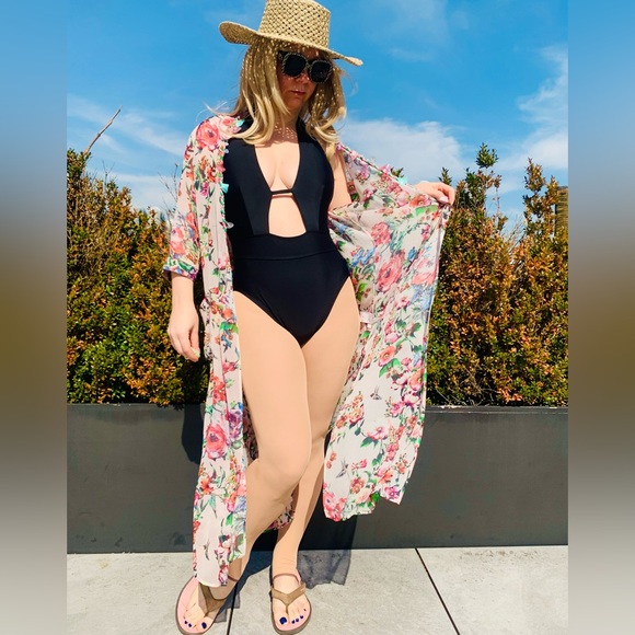 🚢ITALIAN Anna Sassatelli Duster Vintage Floral Design Italy - Picture 6 of 16